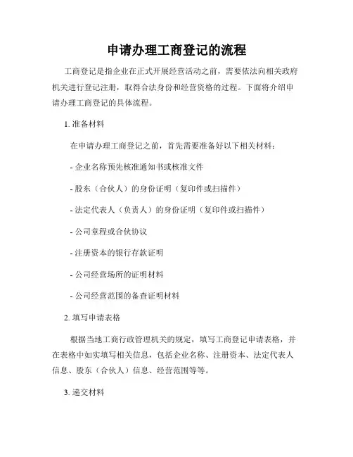 申请办理工商登记的流程