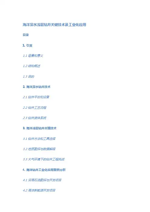 海洋深水浅层钻井关键技术及工业化应用