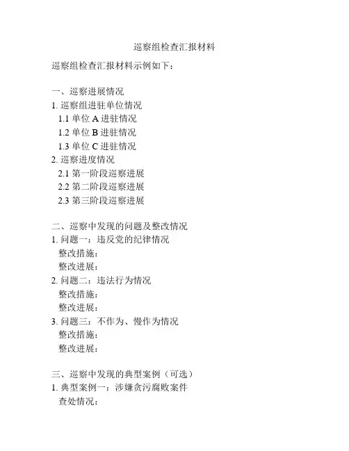 巡察组检查汇报材料