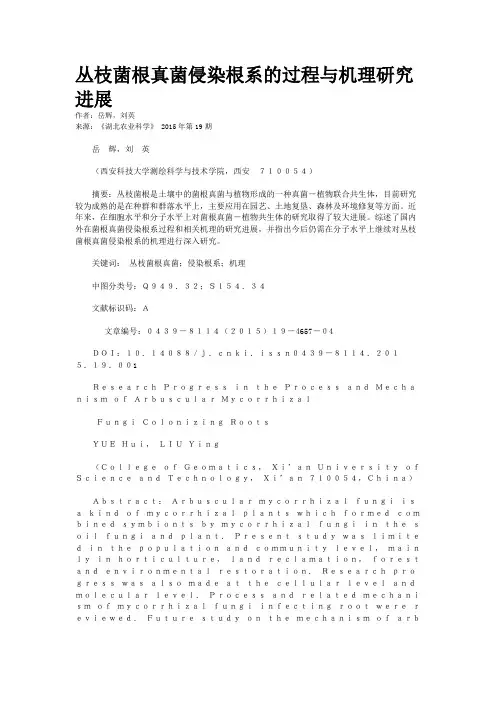 丛枝菌根真菌侵染根系的过程与机理研究进展