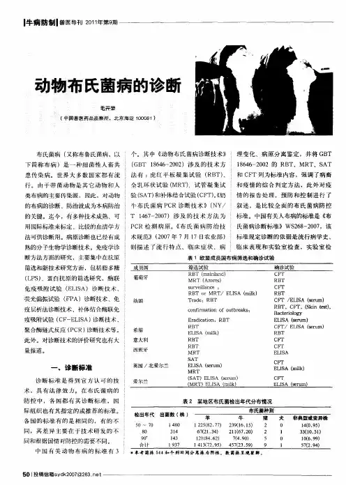 动物布氏菌病的诊断