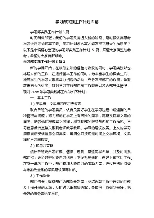 学习部实践工作计划5篇