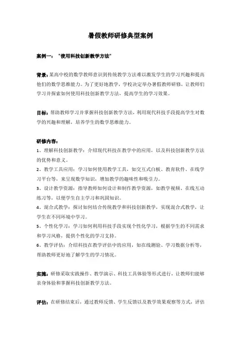 暑假教师研修典型案例