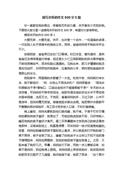 描写关怀的作文800字5篇