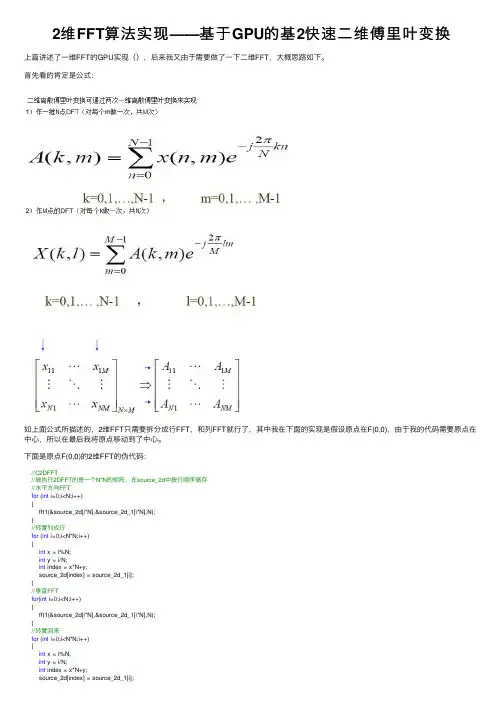 2维FFT算法实现——基于GPU的基2快速二维傅里叶变换