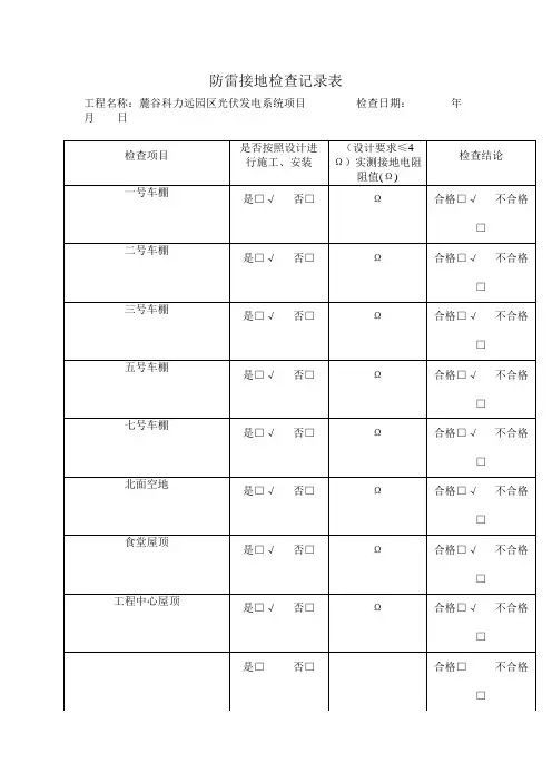 防雷接地检查记录表