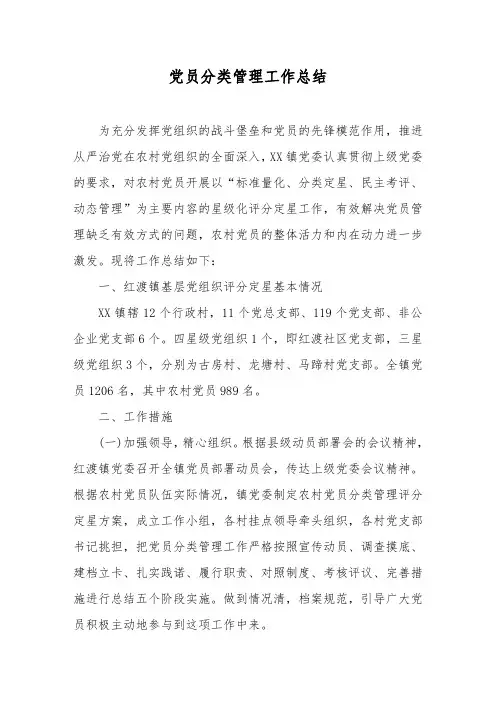 党员分类管理工作总结