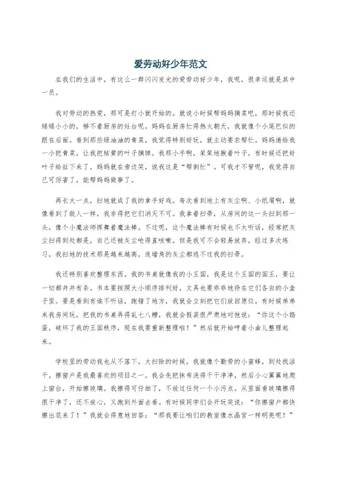 爱劳动好少年范文