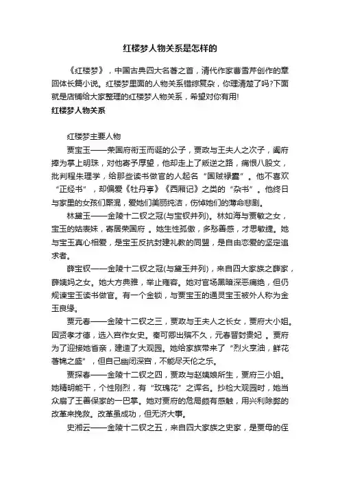 红楼梦人物关系是怎样的