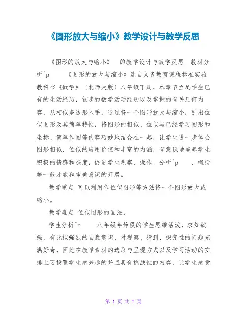 《图形放大与缩小》教学设计与教学反思