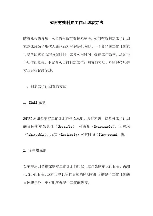 如何有效制定工作计划表方法