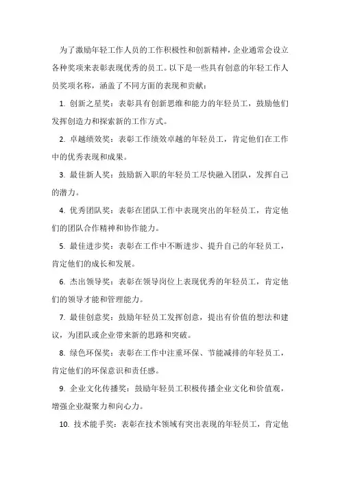 年轻工作人员奖项设置