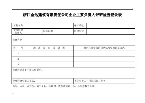 领导带班检查记录表
