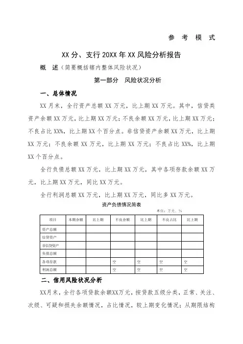 银行风险分析报告