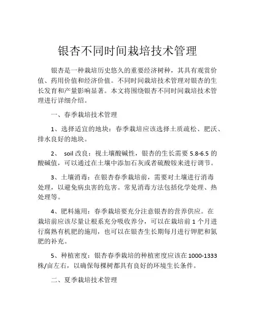 银杏不同时间栽培技术管理