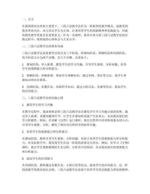 三段六试教学法心得体会