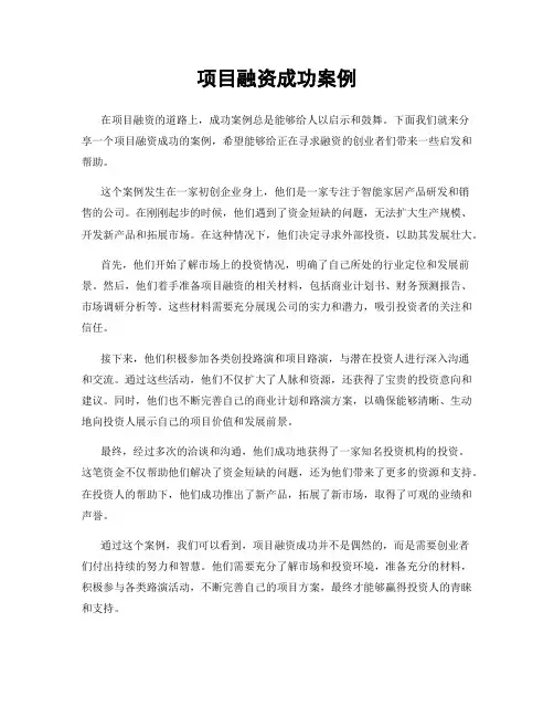 项目融资成功案例