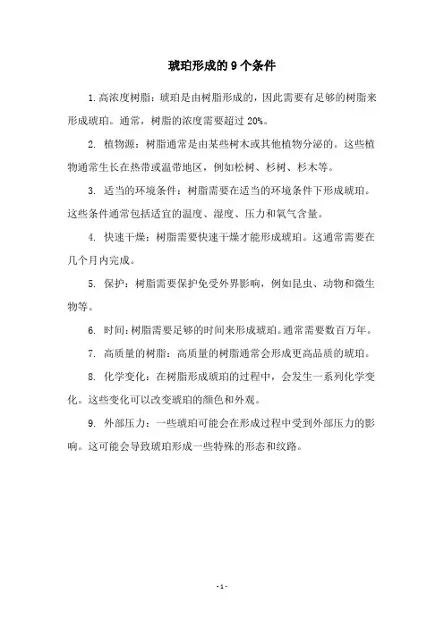 琥珀形成的9个条件
