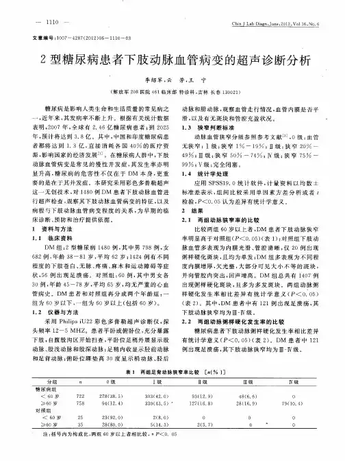 2型糖尿病患者下肢动脉血管病变的超声诊断分析