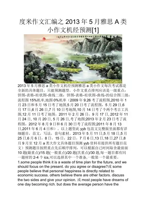 度米作文汇编之2013年5月雅思A类小作文机经预测[1]