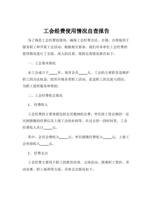 工会经费使用情况自查报告