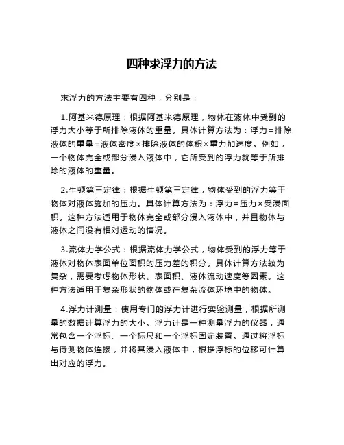 四种求浮力的方法