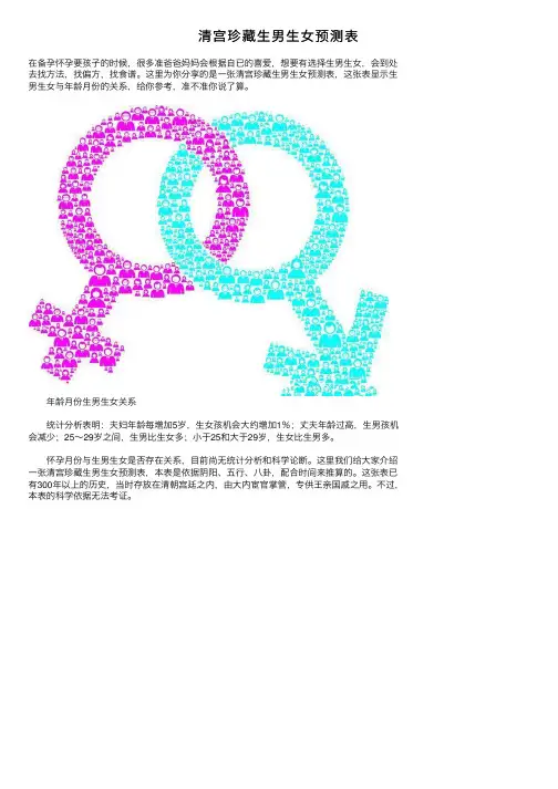 清宫珍藏生男生女预测表