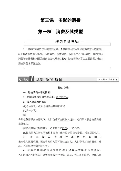 [高三政治]一轮复习人教版必修一3.1消费及其类型 学案.doc