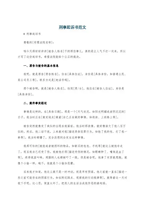 刑事起诉书范文