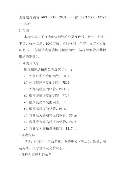 直缝电焊钢管 GB