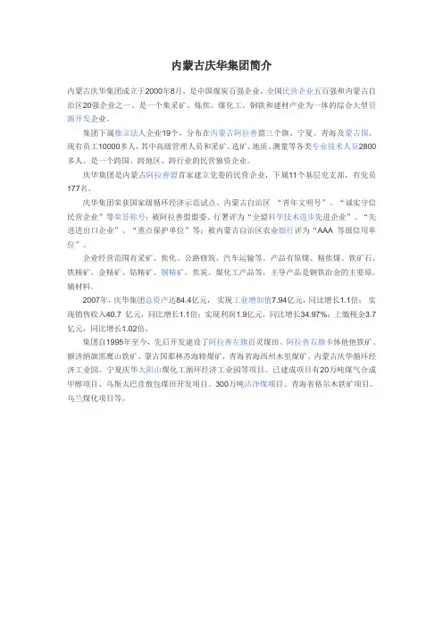 内蒙古庆华集团简介