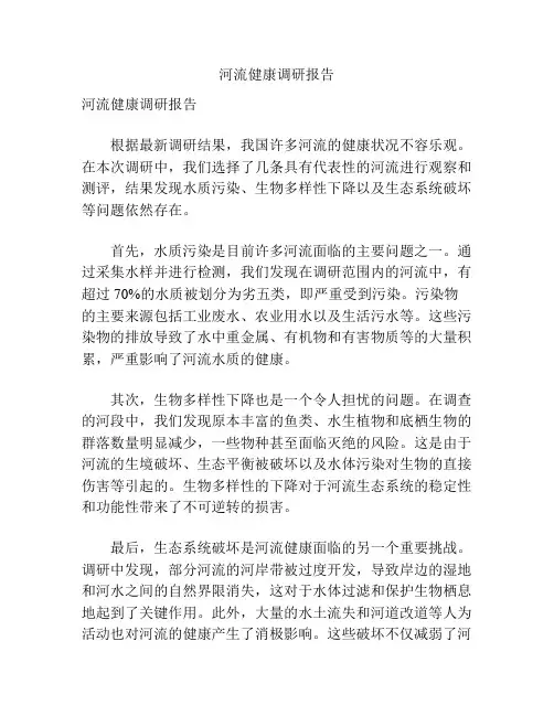 河流健康调研报告