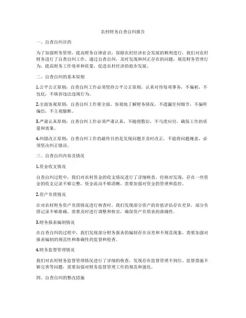 农村财务自查自纠报告