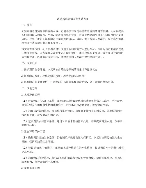 改造天然湖泊工程实施方案