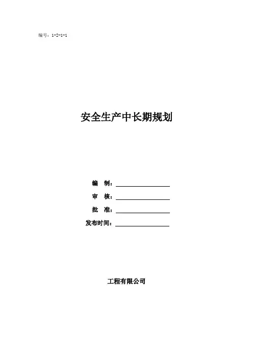 安全生产中长期规划