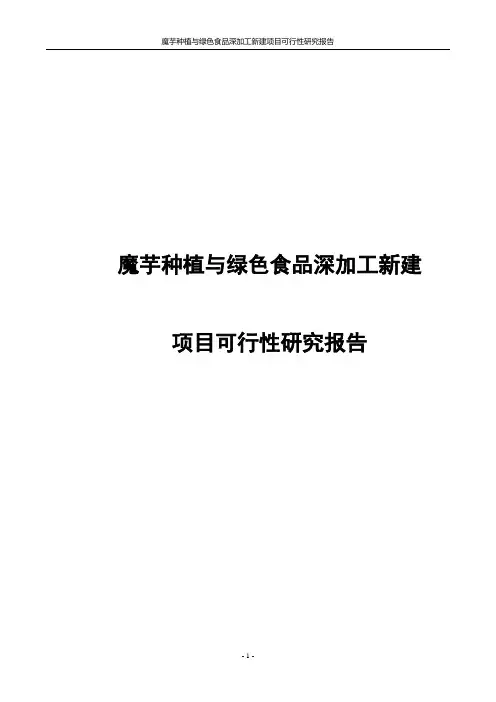 魔芋种植与绿色食品深加工新建项目可行性研究报告