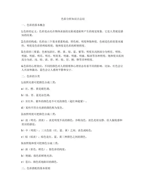 色彩分析知识点总结