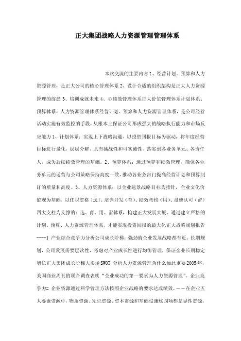 正大集团战略人力资源管理管理体系