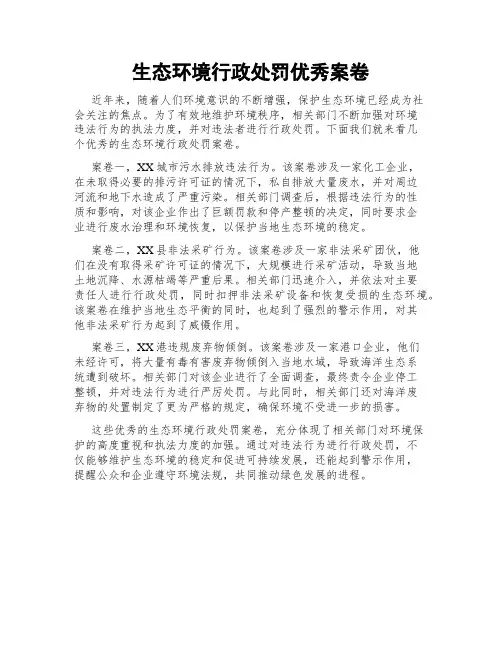 生态环境行政处罚优秀案卷