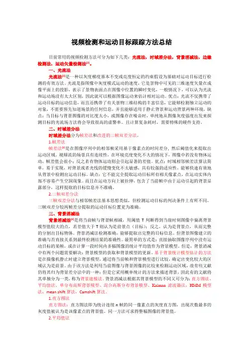 视频检测和运动目标跟踪方法总结