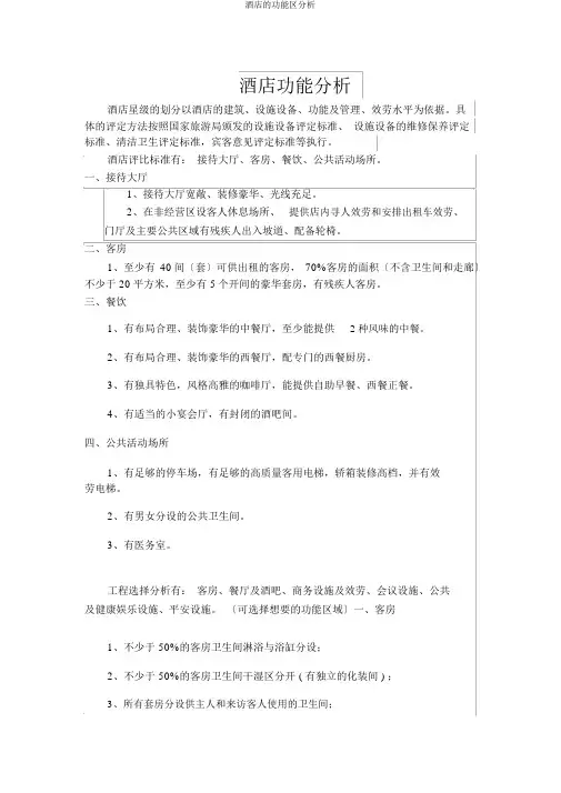 酒店的功能区分析
