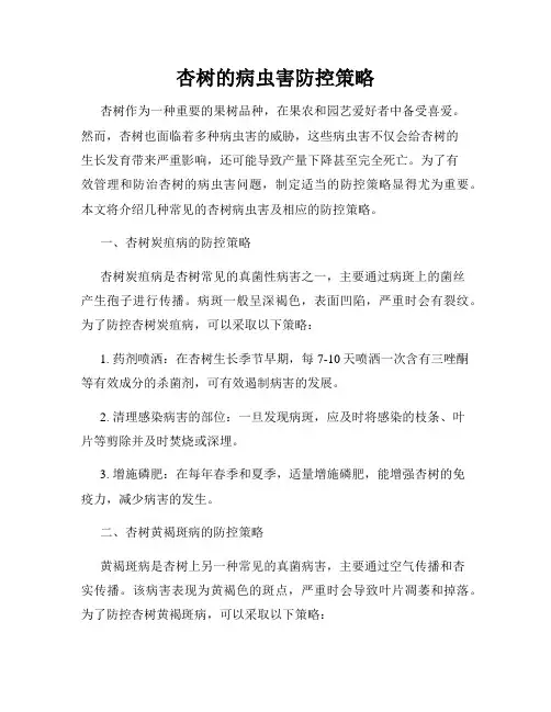 杏树的病虫害防控策略