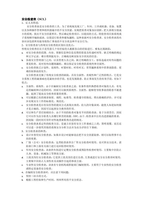 安全检查表
