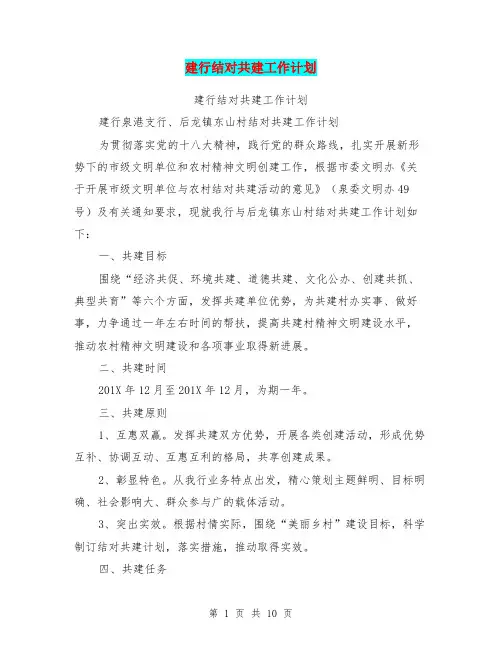 建行结对共建工作计划(完整版)