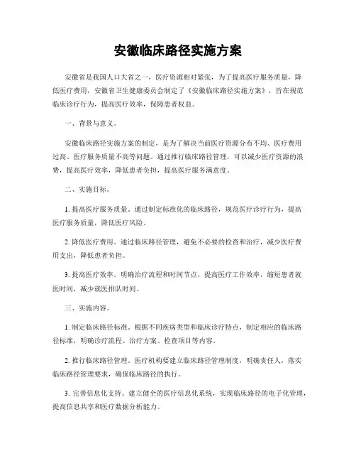 安徽临床路径实施方案