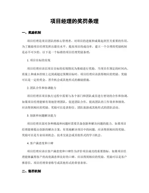 项目经理的奖罚条理