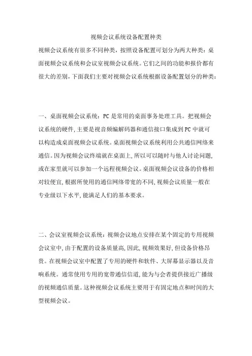 视频会议系统设备配置种类