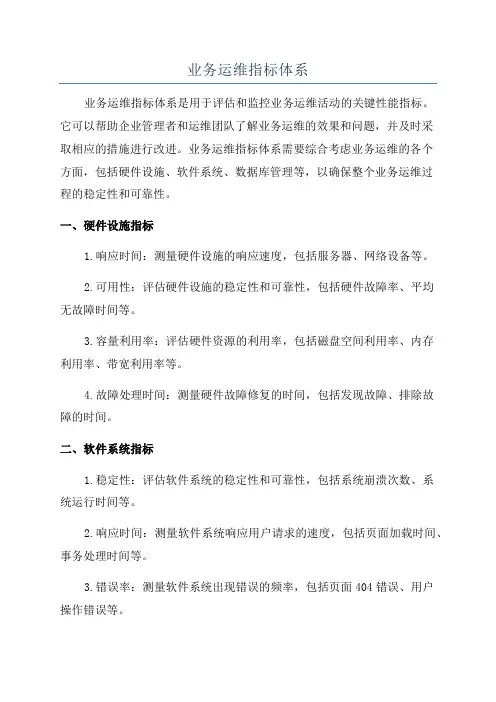 业务运维指标体系
