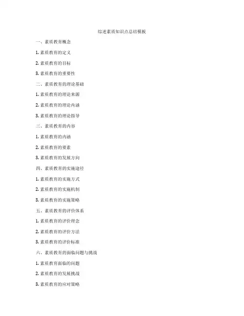 综述素质知识点总结模板