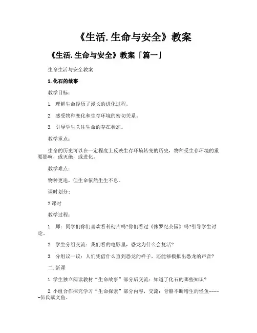 《生活生命与安全》教案